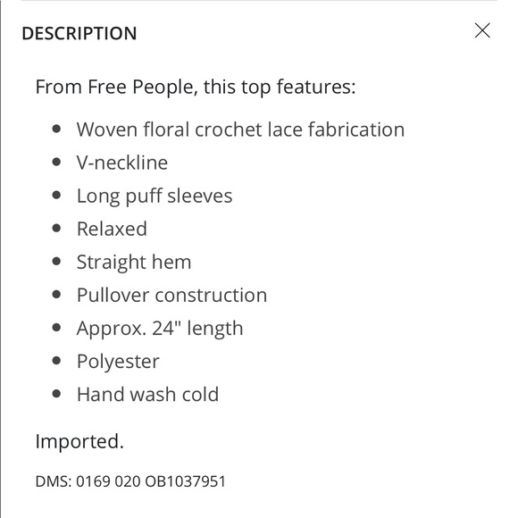 COPY - NWT Free People Lina lace puff sleeve babydoll top - Picture 4 of 8